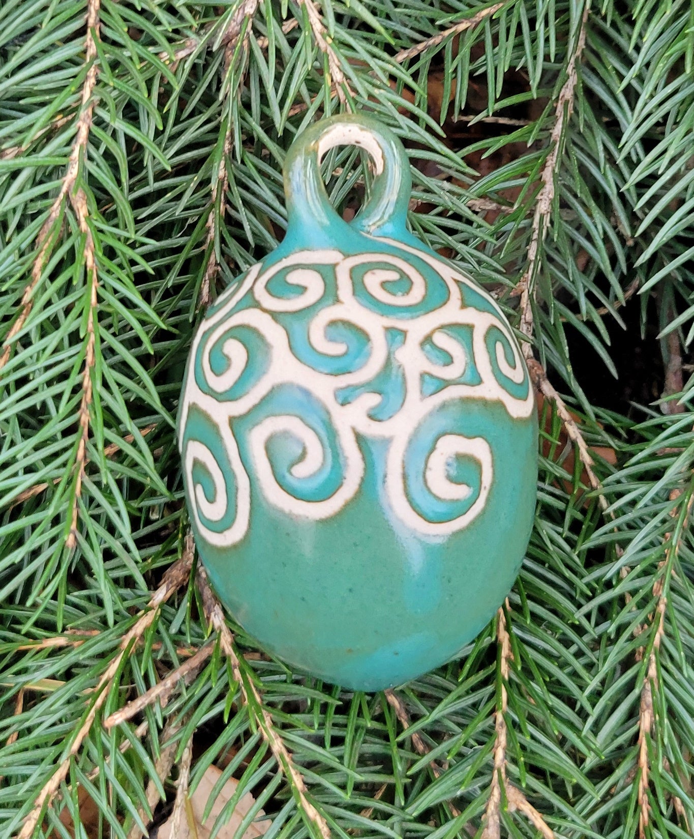 Ornament Pine Green Swirls