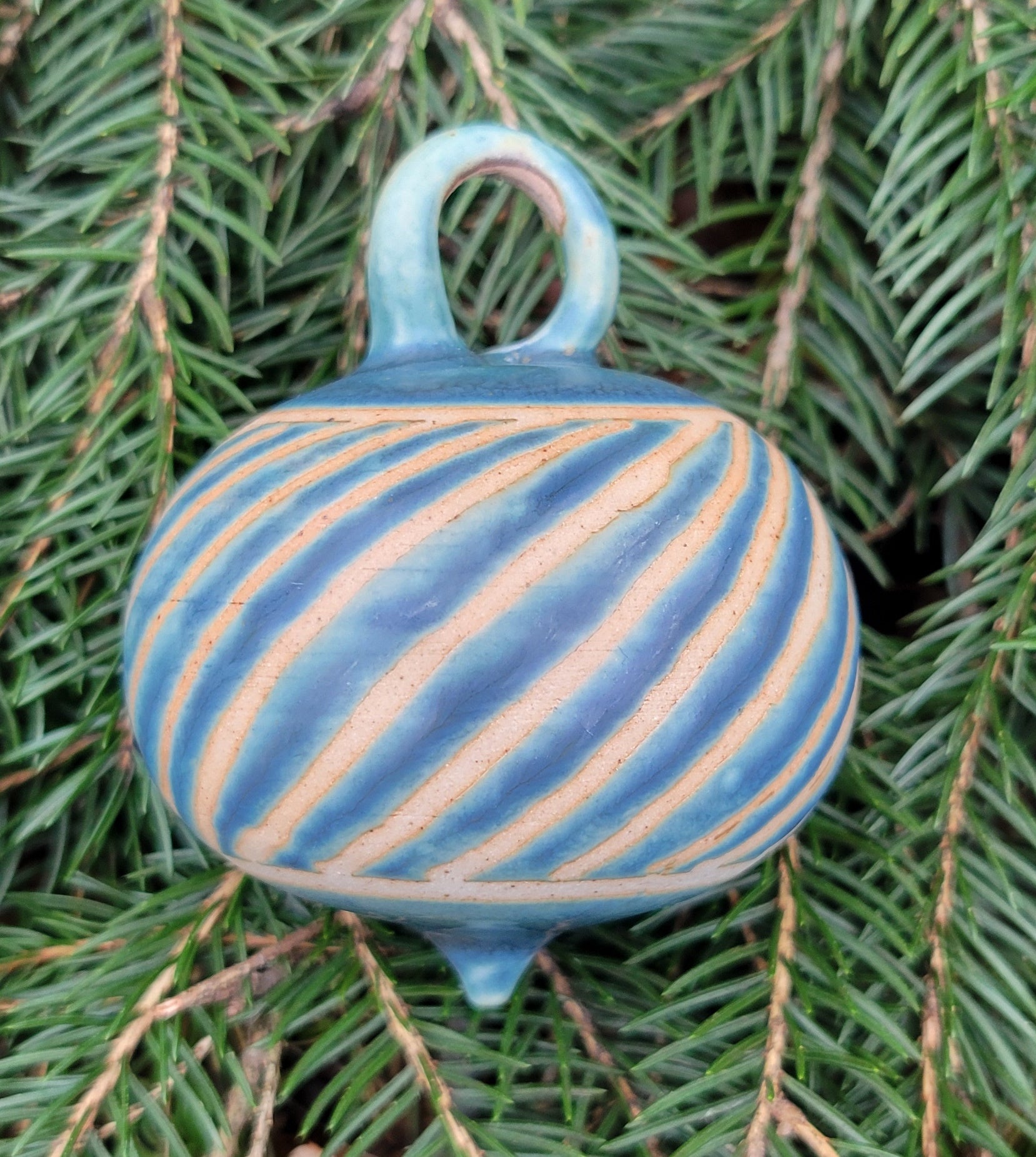 Ornament Blue Slate Swirl