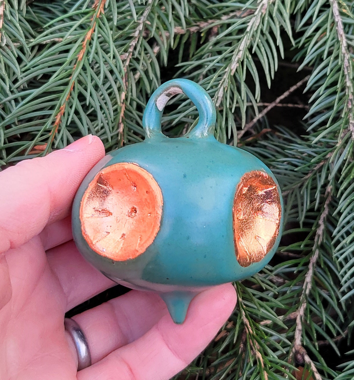 Ornament Pine Green with Copper Leaf