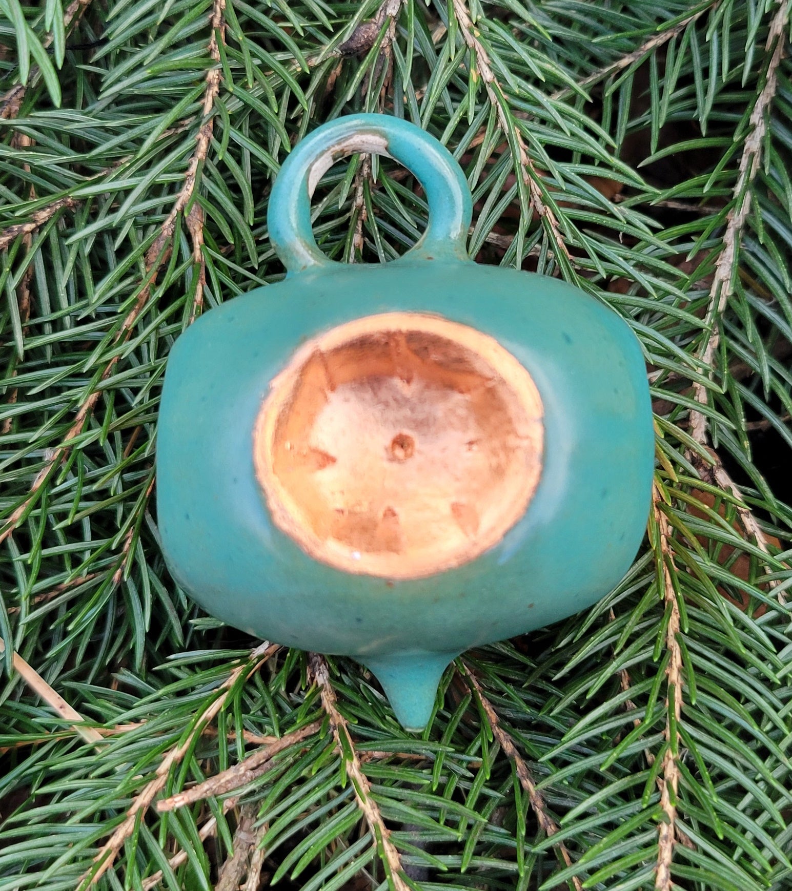 Ornament Pine Green with Copper Leaf