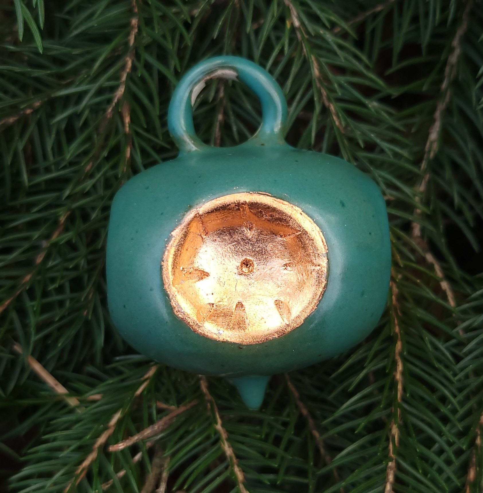 Ornament Pine Green with Copper Leaf