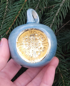 Ornament Glossy Grey with Gold Leaf