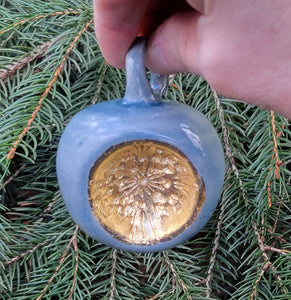 Ornament Glossy Grey with Gold Leaf