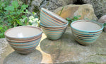Load image into Gallery viewer, Cereal Bowl in Turquoise Linear Pattern
