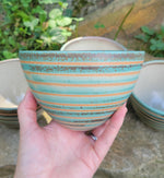 Load image into Gallery viewer, Cereal Bowl in Turquoise Linear Pattern
