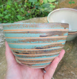 Load image into Gallery viewer, Cereal Bowl in Turquoise Linear Pattern
