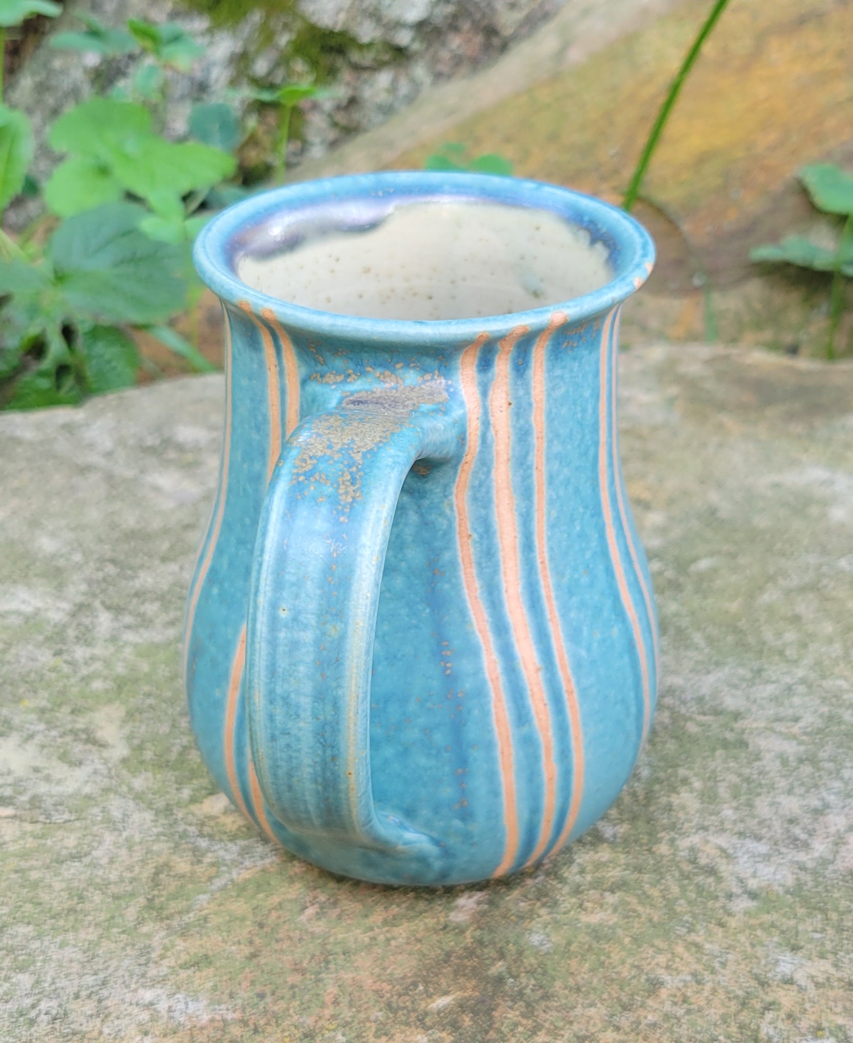 Coffee Mug in Blue Slate Pinstripe Pattern