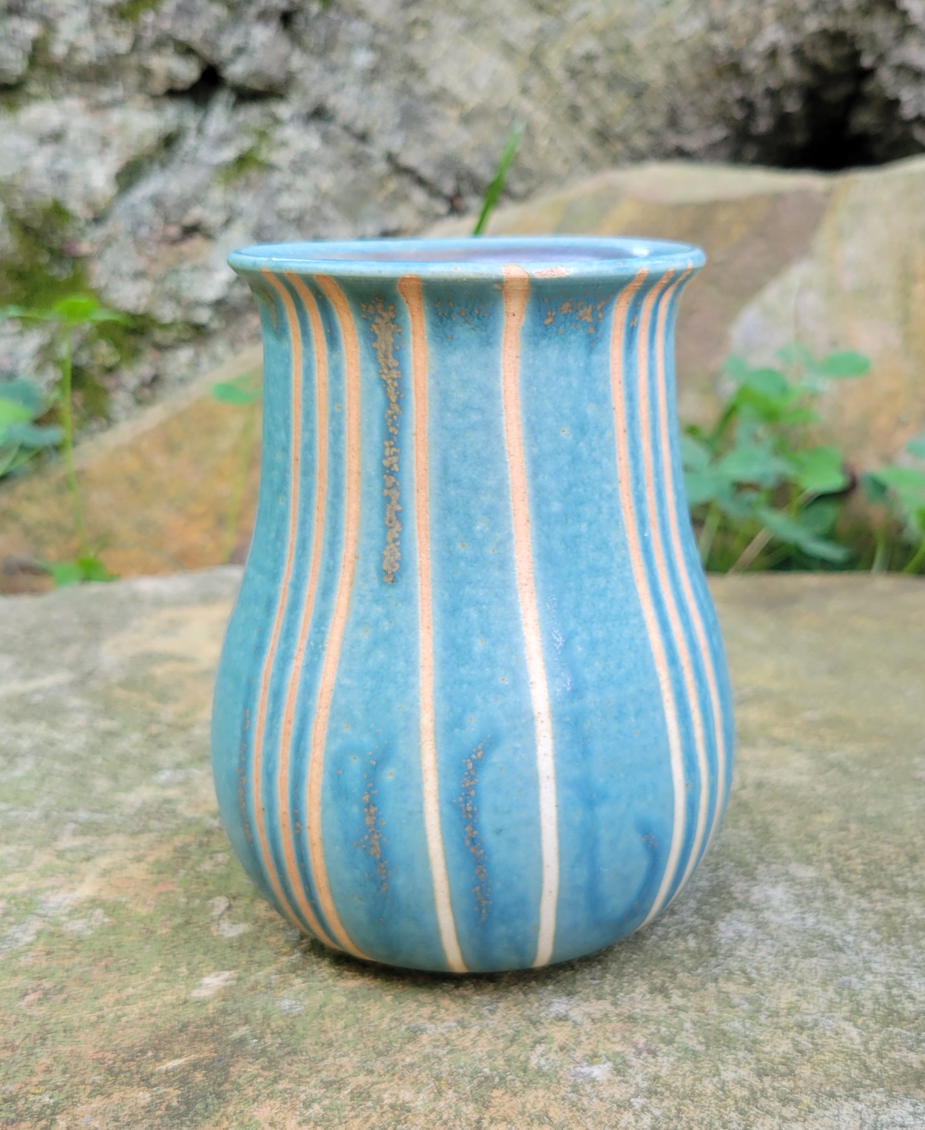 Coffee Mug in Blue Slate Pinstripe Pattern
