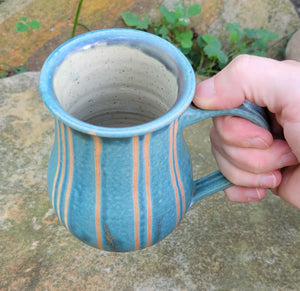 Coffee Mug in Blue Slate Pinstripe Pattern