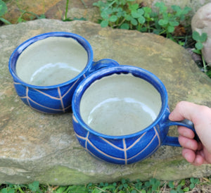 Soup Bowls in Blue Lapis Chevron Pattern