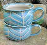 Load image into Gallery viewer, Soup Bowls in Slate Blue Chevron Pattern
