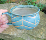 Load image into Gallery viewer, Soup Bowls in Slate Blue Chevron Pattern
