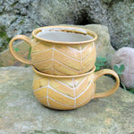 Load image into Gallery viewer, Soup Bowls in Yellow Ocher Chevron Pattern
