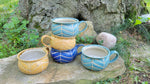 Load image into Gallery viewer, Soup Bowls in Yellow Ocher Chevron Pattern
