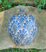 Load image into Gallery viewer, Large Bottle Vase in Lapis Blue  Floral Pattern
