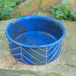Load image into Gallery viewer, Dog Bowl in Lapis Blue  Chevron Pattern

