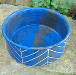 Load image into Gallery viewer, Dog Bowl in Lapis Blue  Chevron Pattern
