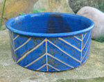 Load image into Gallery viewer, Dog Bowl in Lapis Blue  Chevron Pattern
