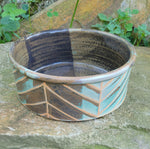 Load image into Gallery viewer, Dog Bowl in Turquoise Chevron Pattern
