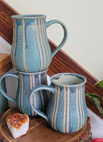 Load image into Gallery viewer, Coffee Mug in Blue Slate Pinstripe Pattern
