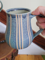 Load image into Gallery viewer, Coffee Mug in Blue Slate Pinstripe Pattern
