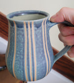 Load image into Gallery viewer, Coffee Mug in Blue Slate Pinstripe Pattern
