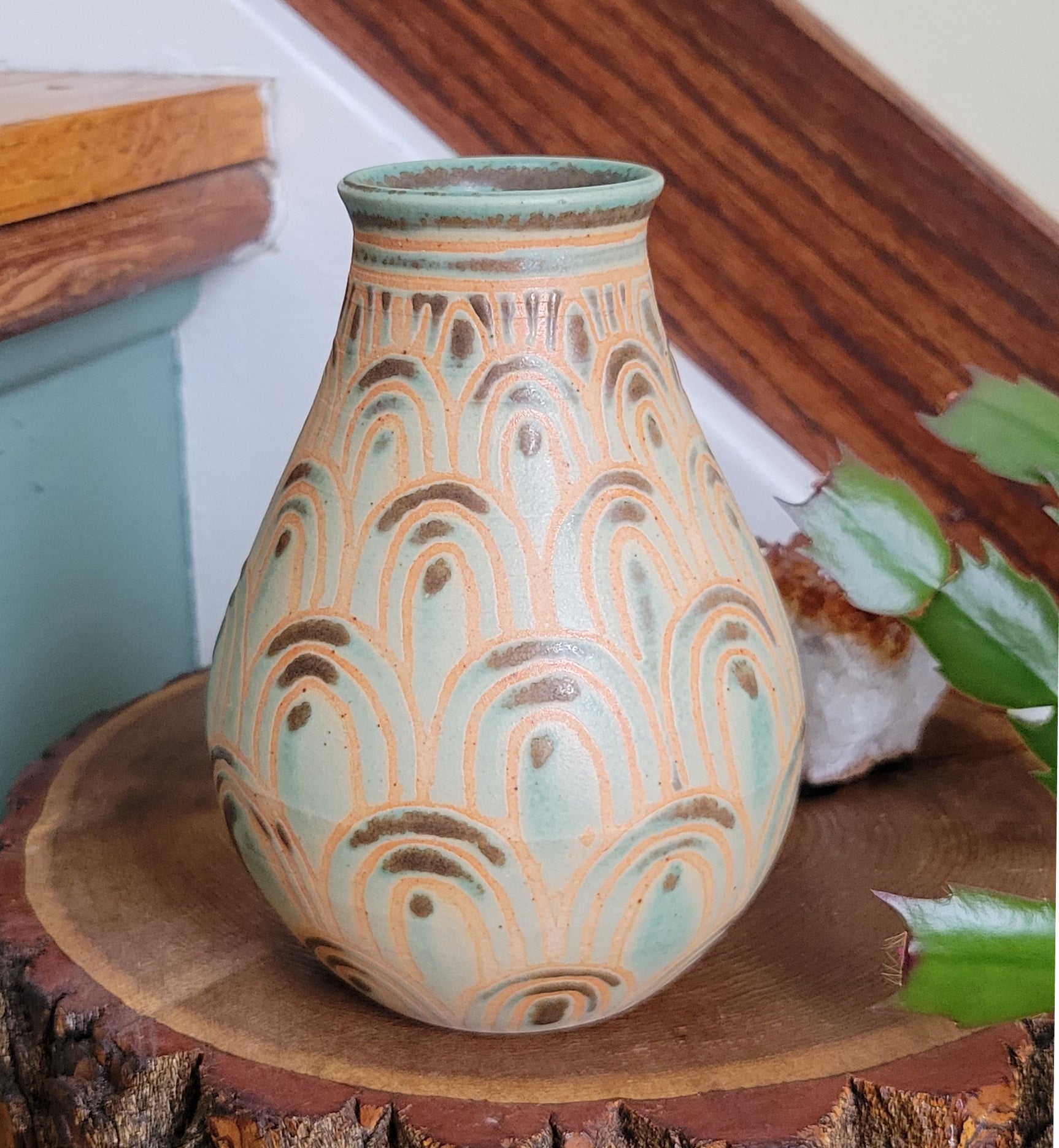 Bottle Vase in Turquoise Rainbow