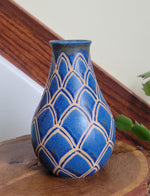 Load image into Gallery viewer, Bottle Vase in Lapis Art Deco Pattern
