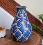 Load image into Gallery viewer, Bottle Vase in Lapis Art Deco Pattern
