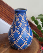 Load image into Gallery viewer, Bottle Vase in Lapis Art Deco Pattern
