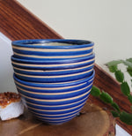 Load image into Gallery viewer, Cereal Bowls in Blue Lapis Pinstripe Pattern

