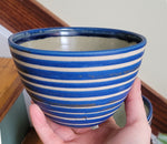 Load image into Gallery viewer, Cereal Bowls in Blue Lapis Pinstripe Pattern
