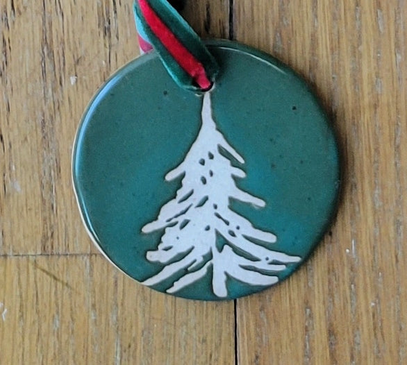 Flat Ornament Green Pine Tree