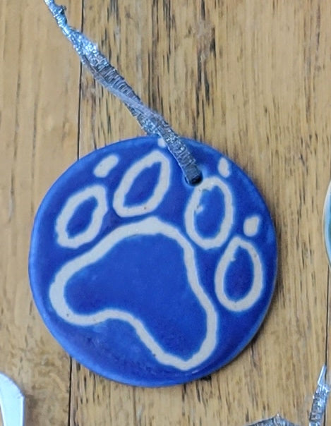 Flat Ornament Blue Paw Print