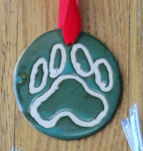Flat Ornament Green Paw Print