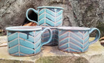 Load image into Gallery viewer, &#39;Camp&#39; Mugs in Turquoise Chevron Pattern with Lavender Blush
