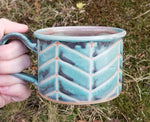 Load image into Gallery viewer, &#39;Camp&#39; Mugs in Turquoise Chevron Pattern with Lavender Blush
