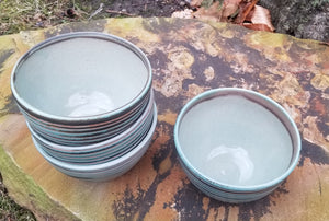 Cereal Bowl in Turquoise Linear Pattern