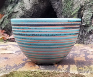 Cereal Bowl in Turquoise Linear Pattern