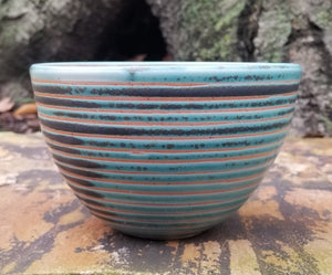 Cereal Bowl in Turquoise Linear Pattern