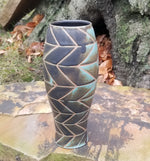 Load image into Gallery viewer, All Over Chevron Vase in Turquoise

