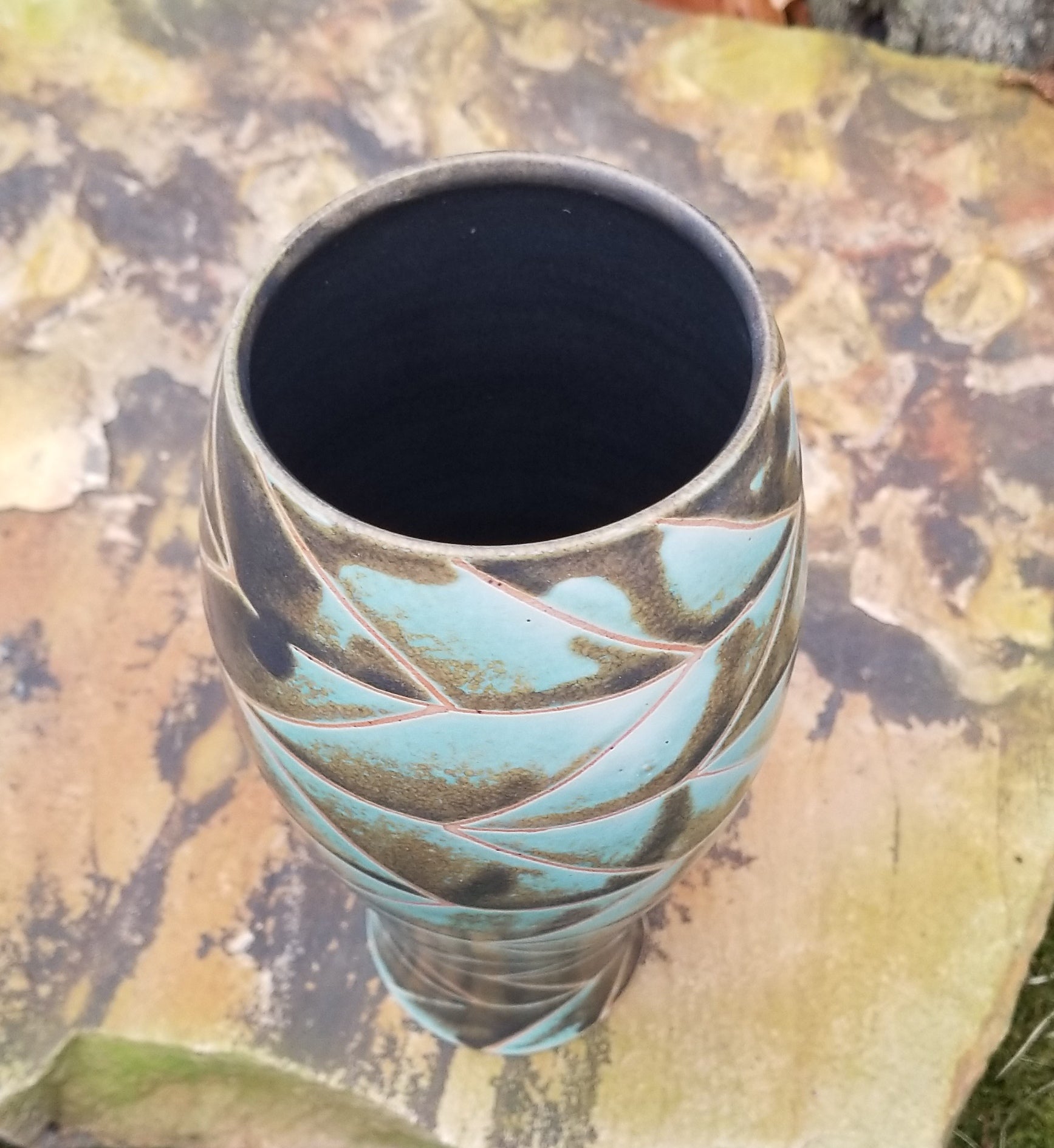 All Over Chevron Vase in Turquoise