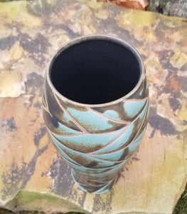 All Over Chevron Vase in Turquoise