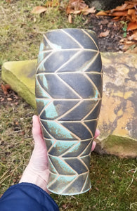 All Over Chevron Vase in Turquoise
