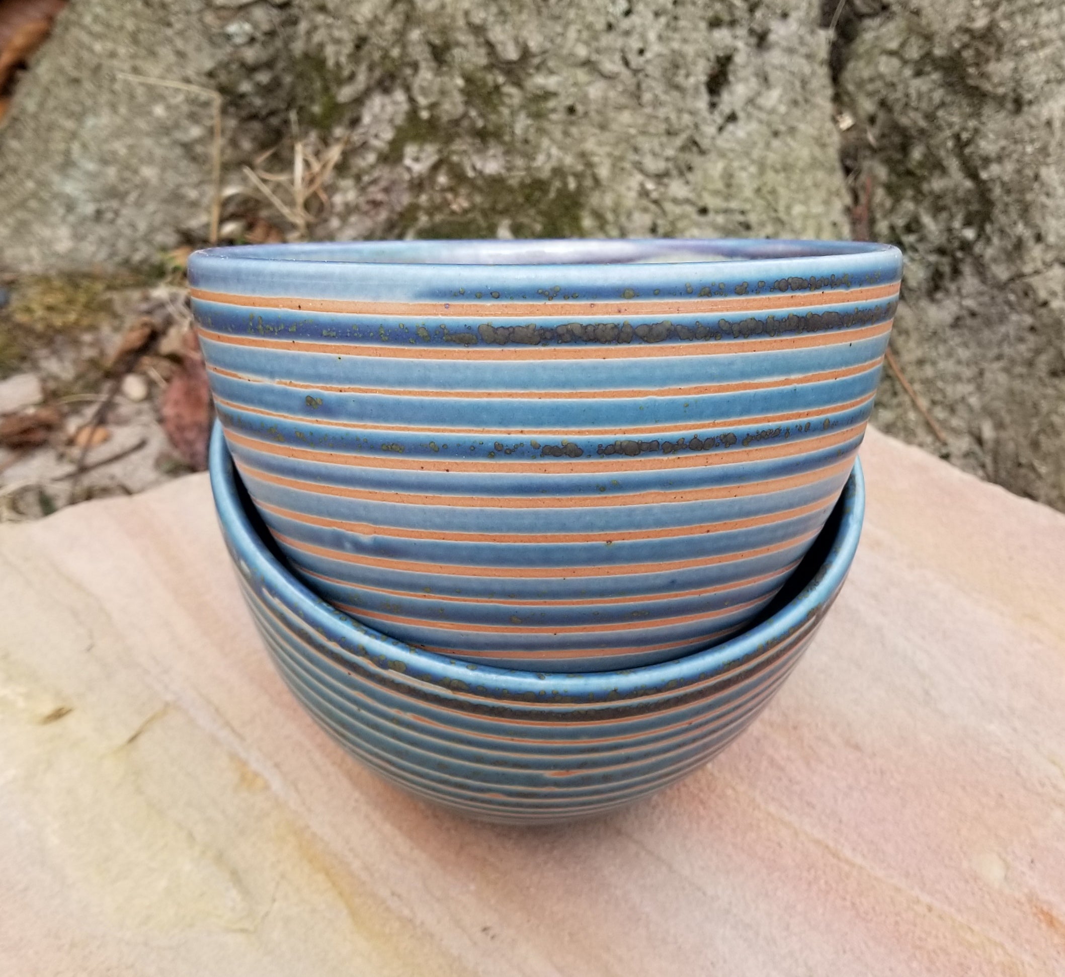 Cereal Bowl in Lapis Pinstripe Pattern