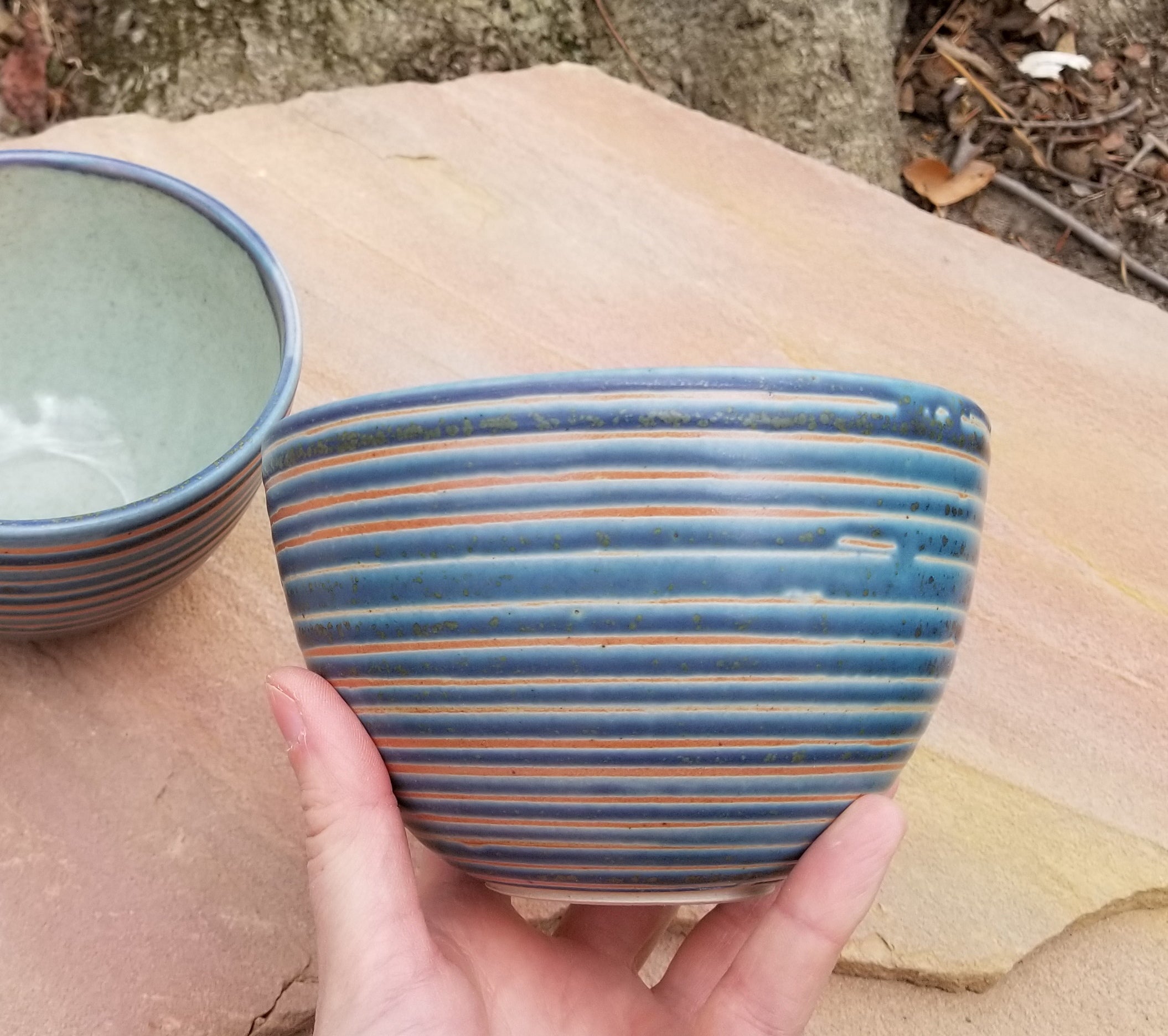 Cereal Bowl in Lapis Pinstripe Pattern