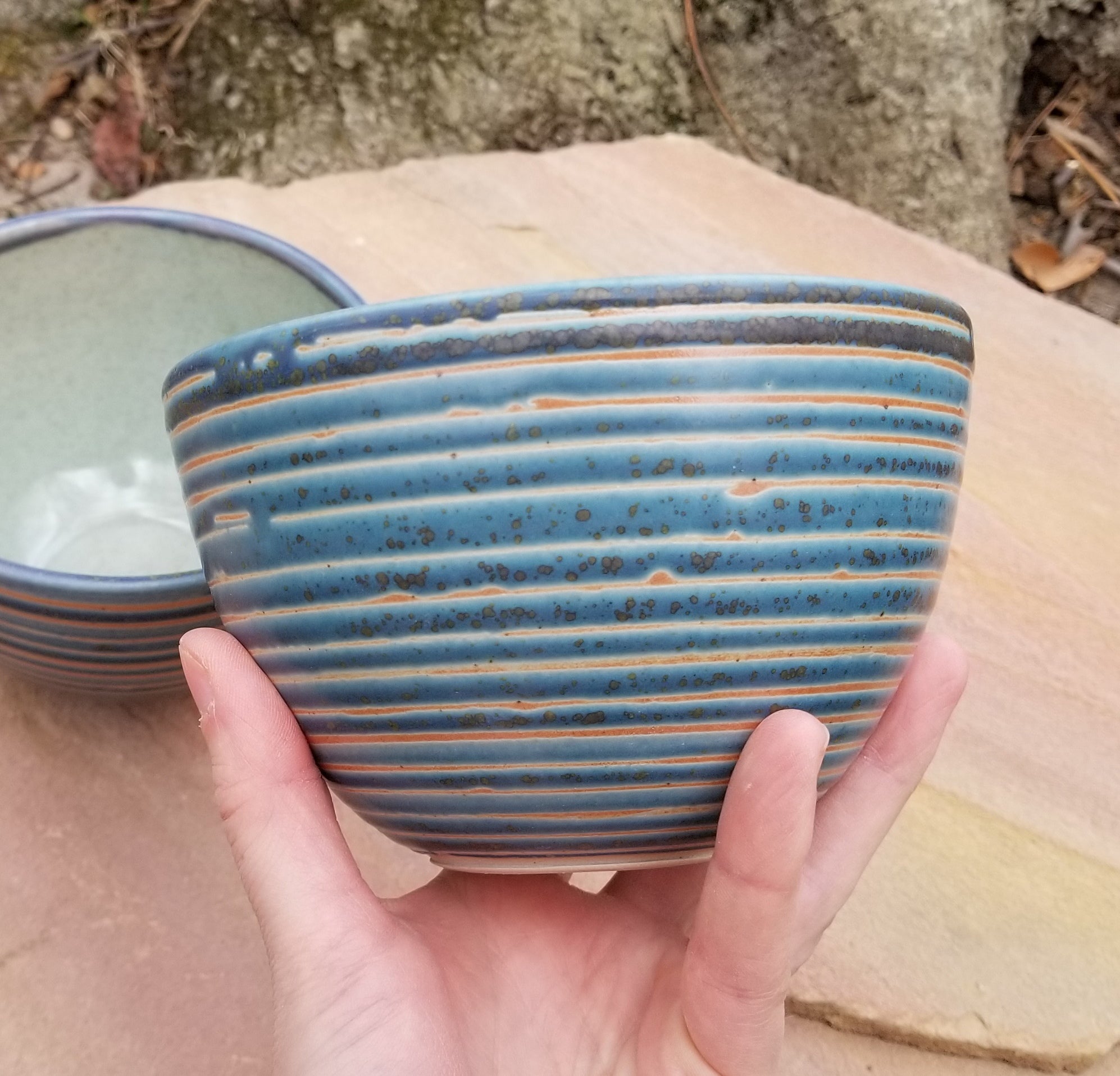 Cereal Bowl in Lapis Pinstripe Pattern