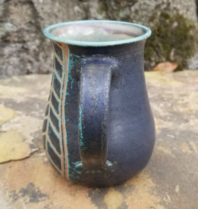 Coffee Mug in DARK Turquoise Chevron Pattern