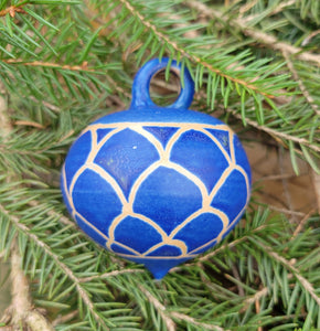 Ornament in Blue Lapis with Scales Pattern