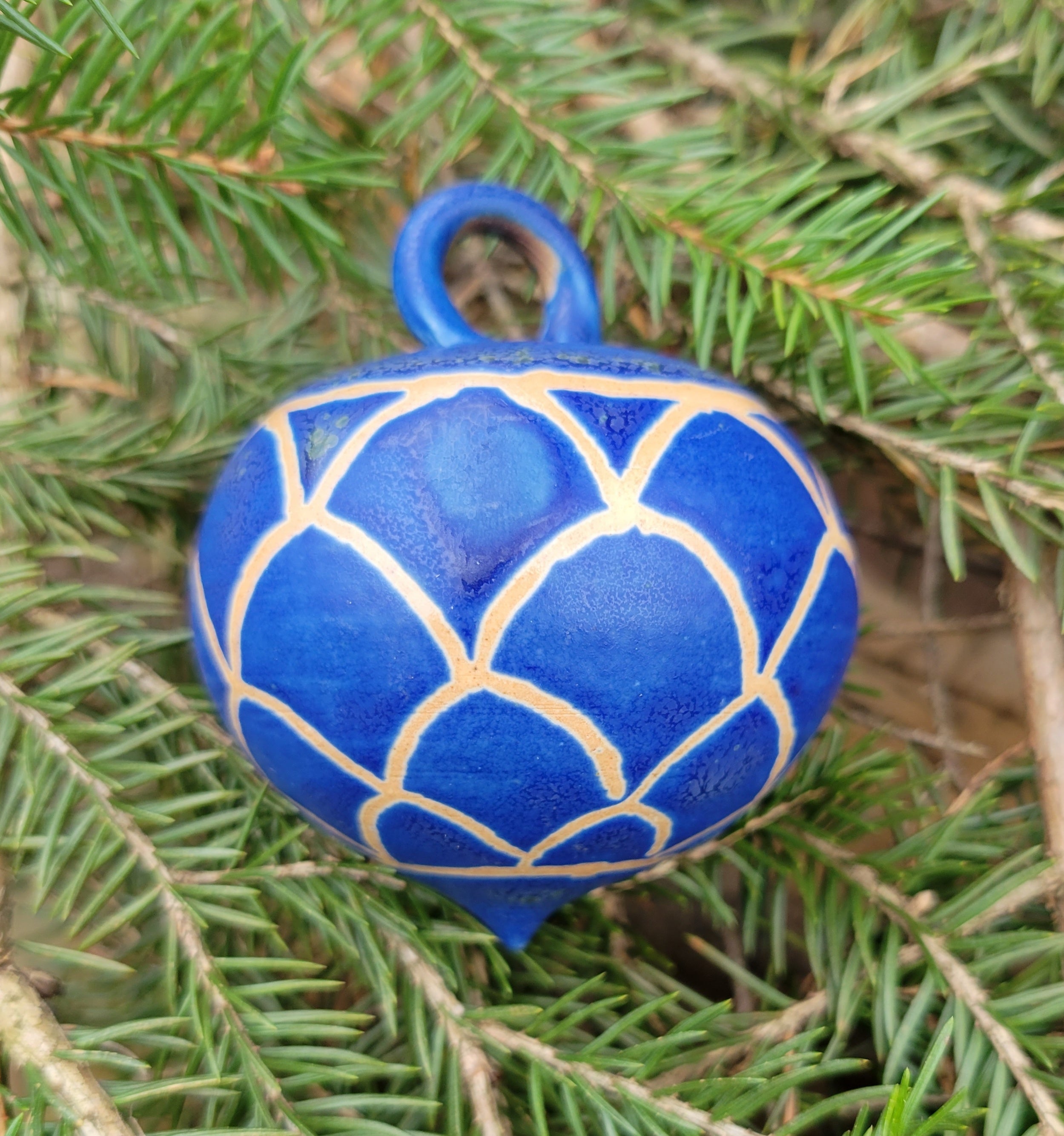 Ornament in Blue Lapis with Scales Pattern